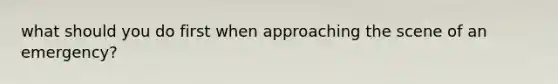 what should you do first when approaching the scene of an emergency?
