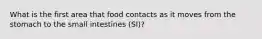 What is the first area that food contacts as it moves from the stomach to the small intestines (SI)?