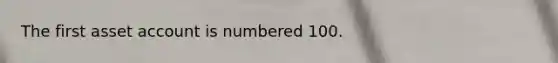 The first asset account is numbered 100.