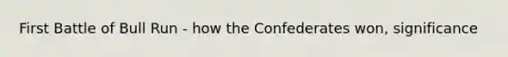 First Battle of Bull Run - how the Confederates won, significance