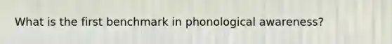 What is the first benchmark in phonological awareness?