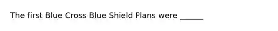 The first Blue Cross Blue Shield Plans were ______