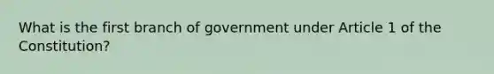 What is the first branch of government under Article 1 of the Constitution?