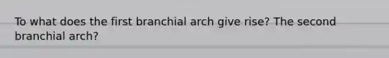 To what does the first branchial arch give rise? The second branchial arch?