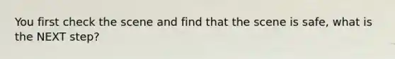 You first check the scene and find that the scene is safe, what is the NEXT step?