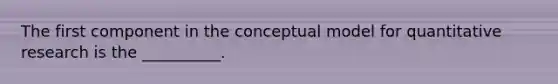 The first component in the conceptual model for quantitative research is the __________.