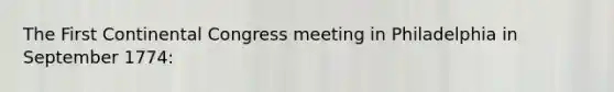 The First Continental Congress meeting in Philadelphia in September 1774: