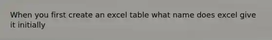 When you first create an excel table what name does excel give it initially