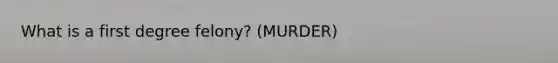 What is a first degree felony? (MURDER)