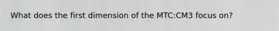 What does the first dimension of the MTC:CM3 focus on?