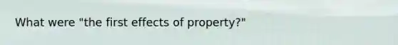 What were "the first effects of property?"