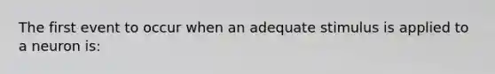 The first event to occur when an adequate stimulus is applied to a neuron is: