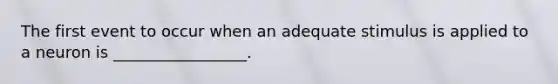 The first event to occur when an adequate stimulus is applied to a neuron is _________________.