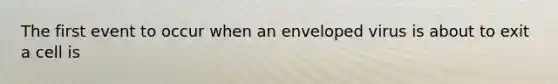 The first event to occur when an enveloped virus is about to exit a cell is
