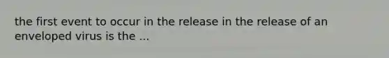 the first event to occur in the release in the release of an enveloped virus is the ...