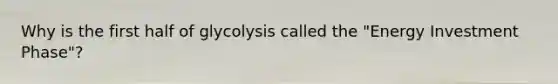 Why is the first half of glycolysis called the "Energy Investment Phase"?