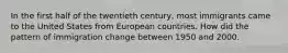 In the first half of the twentieth century, most immigrants came to the United States from European countries. How did the pattern of immigration change between 1950 and 2000.