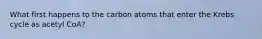 What first happens to the carbon atoms that enter the Krebs cycle as acetyl CoA?