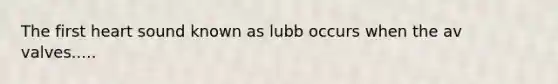 The first heart sound known as lubb occurs when the av valves.....