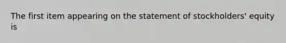 The first item appearing on the statement of stockholders' equity is