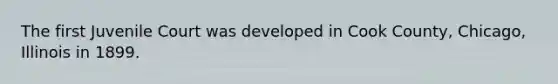 The first Juvenile Court was developed in Cook County, Chicago, Illinois in 1899.