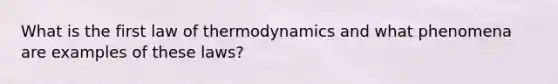 What is the first law of thermodynamics and what phenomena are examples of these laws?