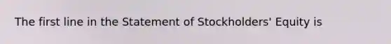 The first line in the Statement of Stockholders' Equity is