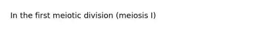 In the first meiotic division (meiosis I)