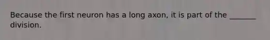 Because the first neuron has a long axon, it is part of the _______ division.