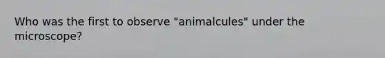 Who was the first to observe "animalcules" under the microscope?