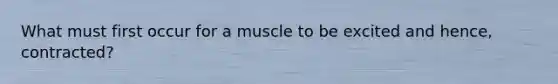 What must first occur for a muscle to be excited and hence, contracted?