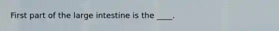 First part of the <a href='https://www.questionai.com/knowledge/kGQjby07OK-large-intestine' class='anchor-knowledge'>large intestine</a> is the ____.
