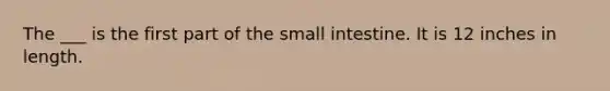 The ___ is the first part of the small intestine. It is 12 inches in length.