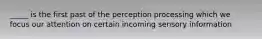 _____ is the first past of the perception processing which we focus our attention on certain incoming sensory information