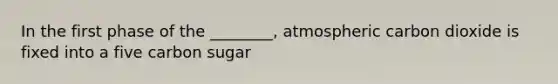 In the first phase of the ________, atmospheric carbon dioxide is fixed into a five carbon sugar