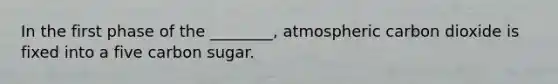 In the first phase of the ________, atmospheric carbon dioxide is fixed into a five carbon sugar.