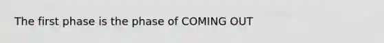 The first phase is the phase of COMING OUT