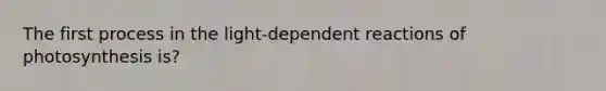 The first process in the light-dependent reactions of photosynthesis is?
