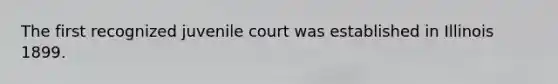 The first recognized juvenile court was established in Illinois 1899.