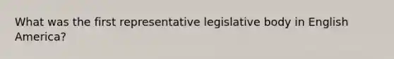 What was the first representative legislative body in English America?