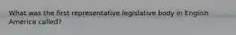 What was the first representative legislative body in English America called?