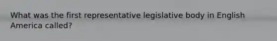 What was the first representative legislative body in English America called?