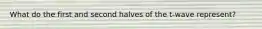 What do the first and second halves of the t-wave represent?