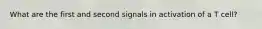 What are the first and second signals in activation of a T cell?