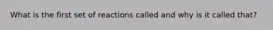 What is the first set of reactions called and why is it called that?