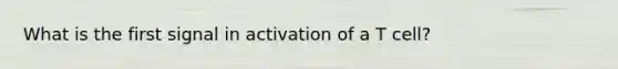 What is the first signal in activation of a T cell?