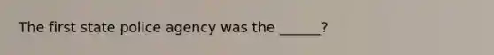 The first state police agency was the ______?