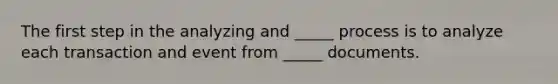 The first step in the analyzing and _____ process is to analyze each transaction and event from _____ documents.