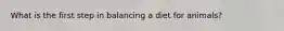 What is the first step in balancing a diet for animals?