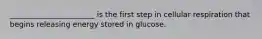 _______________________ is the first step in cellular respiration that begins releasing energy stored in glucose.